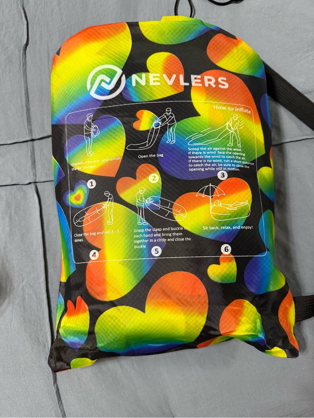 Nevlers Rainbow Heart Packable Travel Accessory Bag